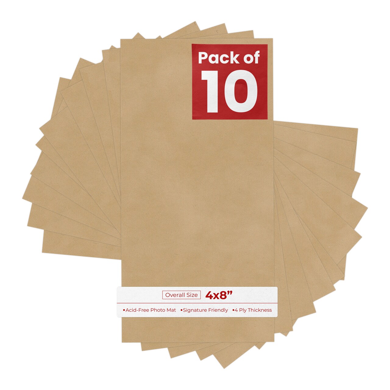 Beige Suede 4x8 Inch Uncut Mat Board - Blank Sheets, No Opening